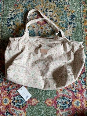 Poppy & Peonies Pale Pink Floral Canvas Tote